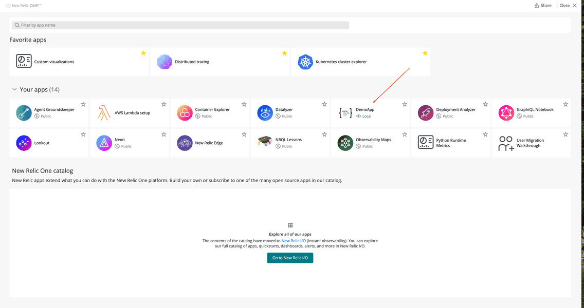 Locally served app in New Relic