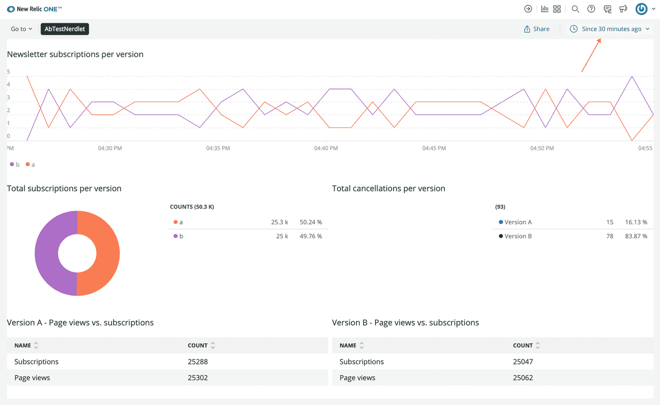 Your New Relic application's time picker